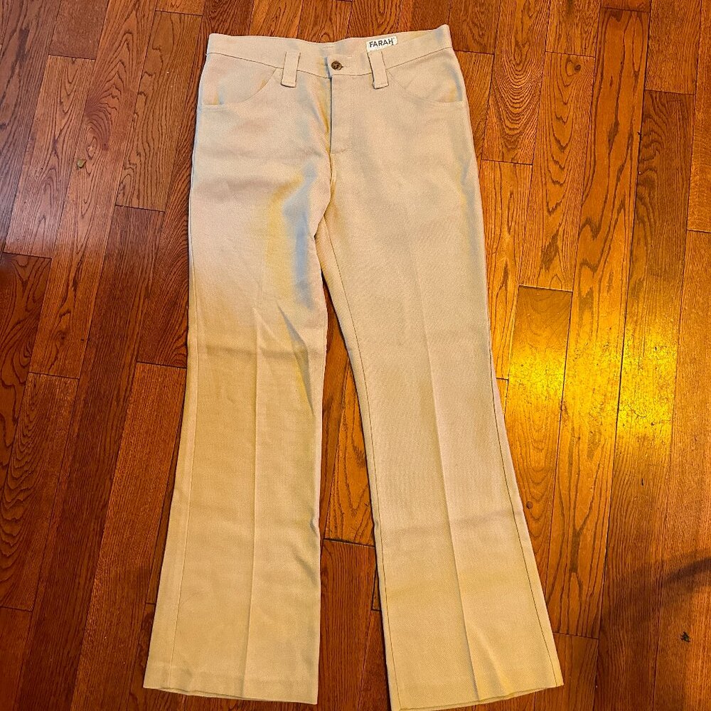 Vintage 1970s Tan Flares / Disco Pant -- Made in USA